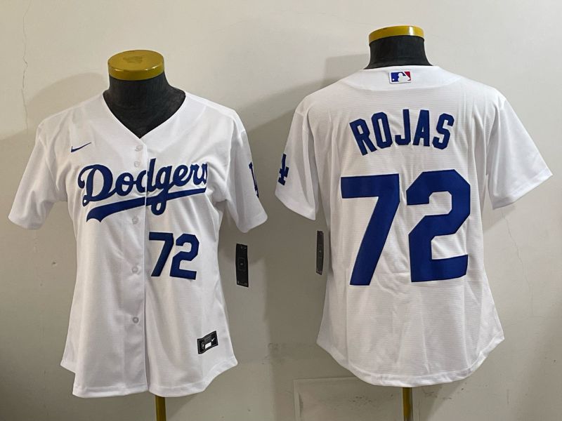 Women 2026 Nike Los Angeles Dodgers #72 Rojas White Game MLB Jersey 013->women mlb jersey->Women Jersey